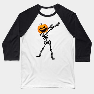Dabbing Dab Skeleton Pumpkin Halloween Funny Baseball T-Shirt